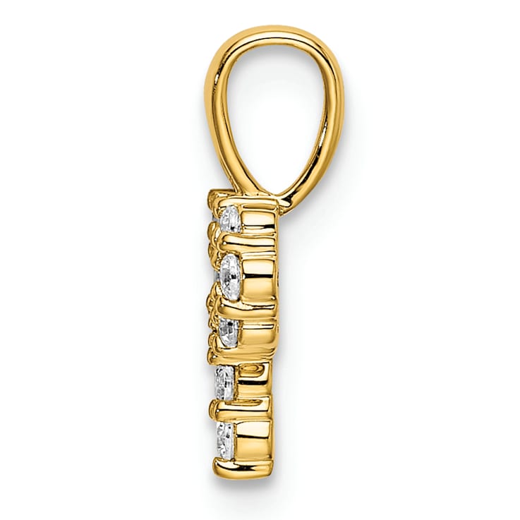 14K Yellow Gold Lab Grown Diamond Letter P Initial Pendant