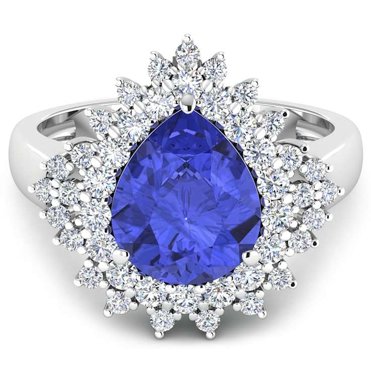 3.86ctw Violet Tanzanite and Diamond 14K White Gold Halo Ring