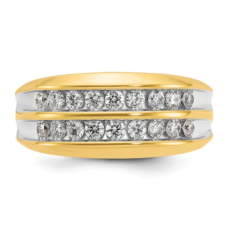 10K Two-tone Yellow Gold with White Rhodium Men's Polished Two-Row
Diamond Ring 0.73ctw