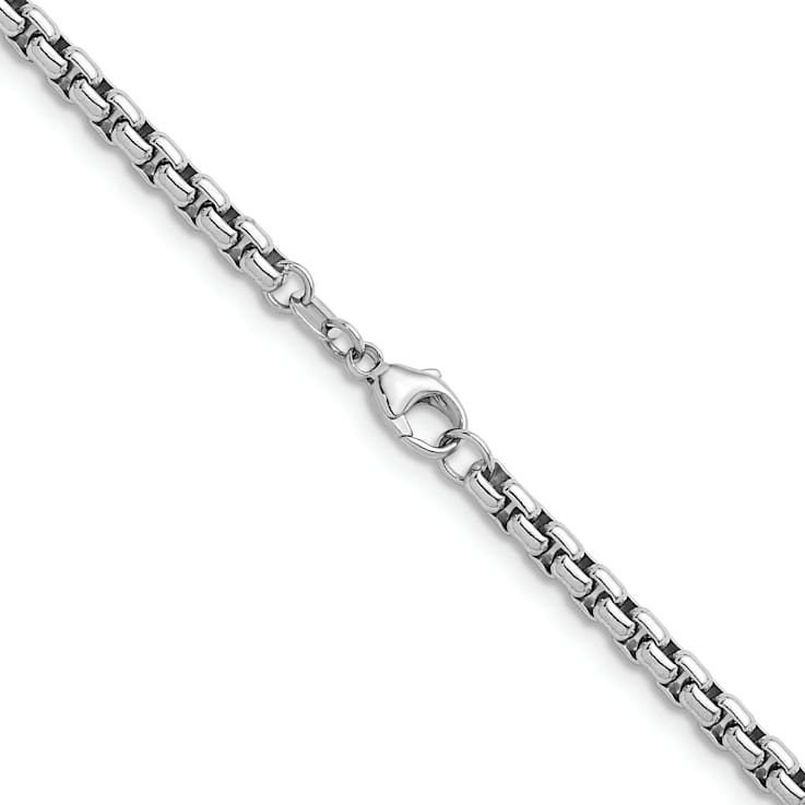 Rhodium Over Sterling Silver 4.0mm Box 30 Inch Chain
