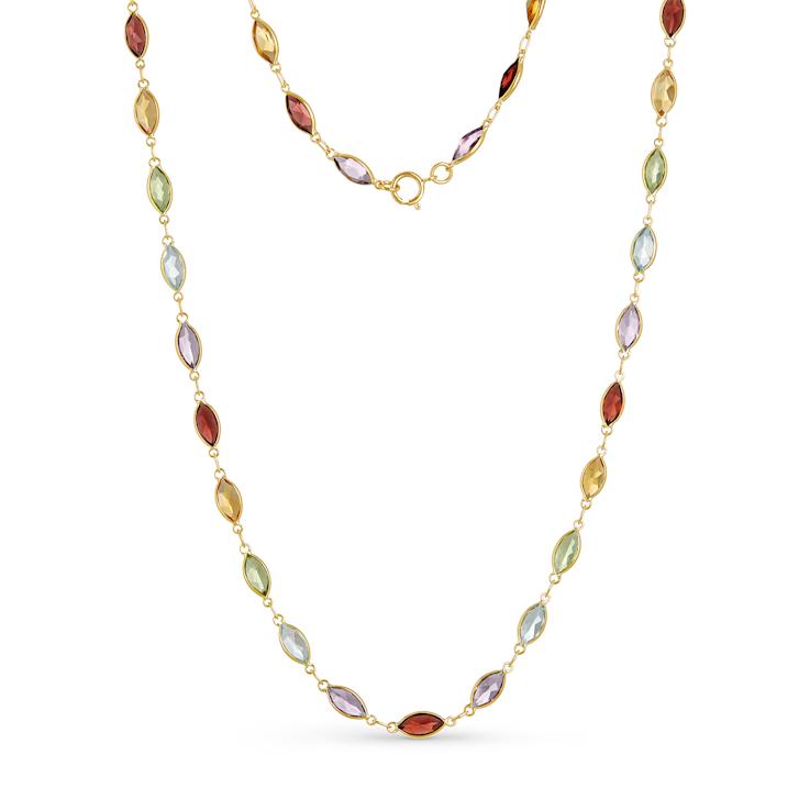 Multi-Gem 14k Yellow Gold 18" Necklace 18.88ctw