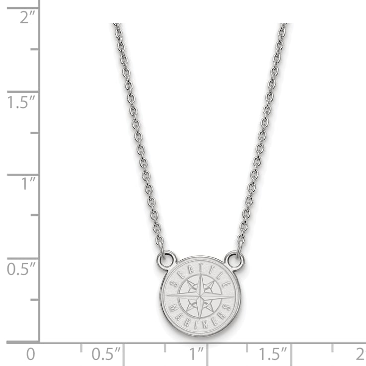 Rhodium Over Sterling Silver MLB LogoArt Seattle Mariners Pendant Necklace