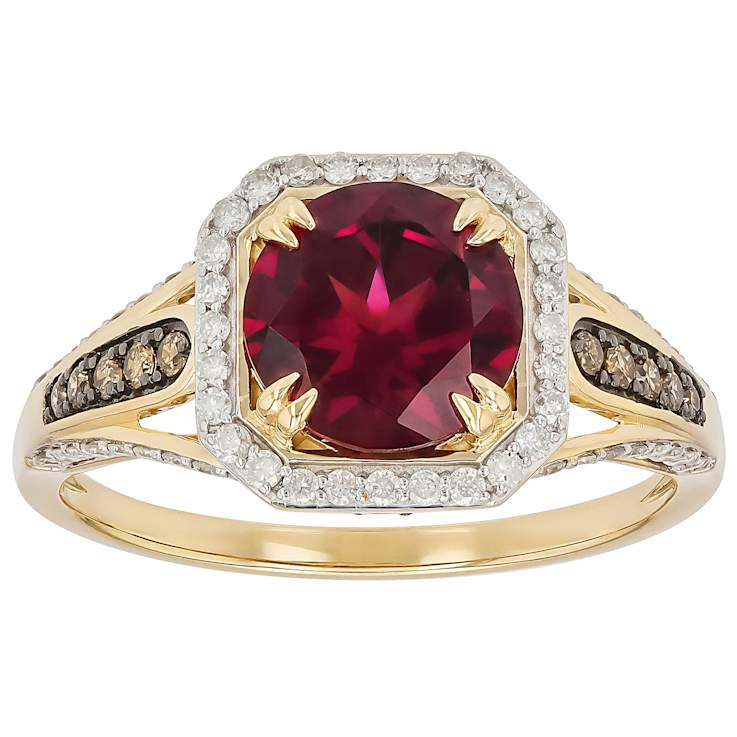 Grape Garnet And Diamond Ring In 14K Gold