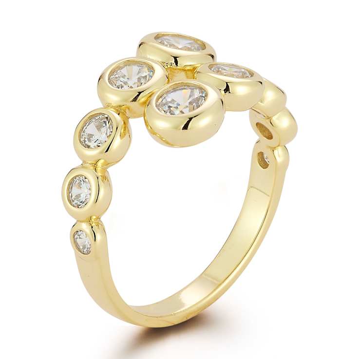 Rachel Zoe CZ Bubble Bypass Ring in 14K Gold Over Sterling Silver