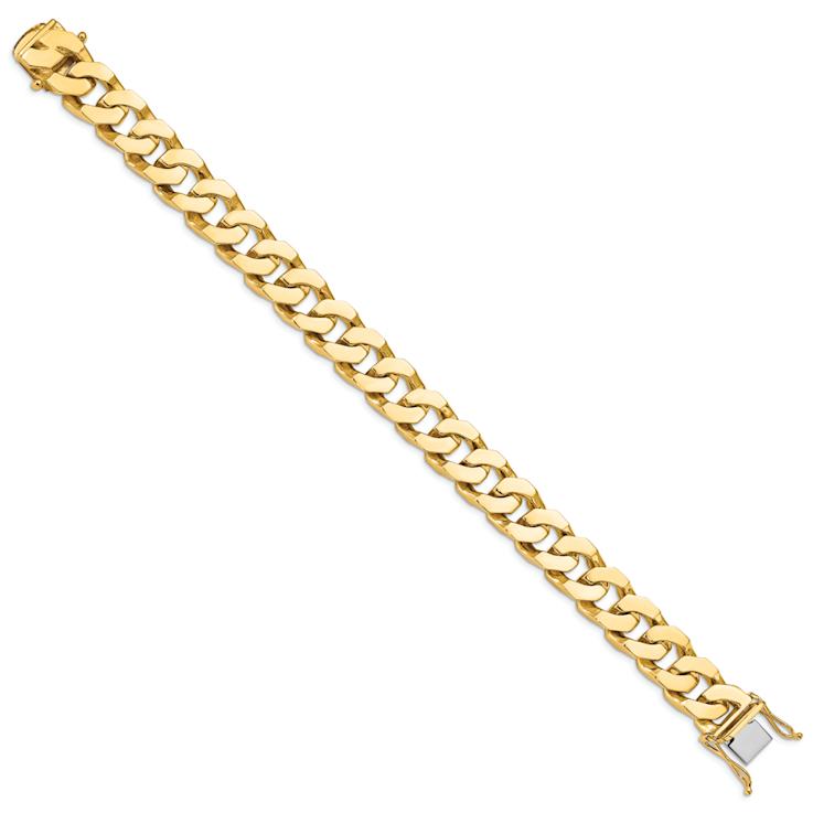 14k Yellow Gold and 14k White Gold 11.6mm Hand-Polished Fancy Link Bracelet