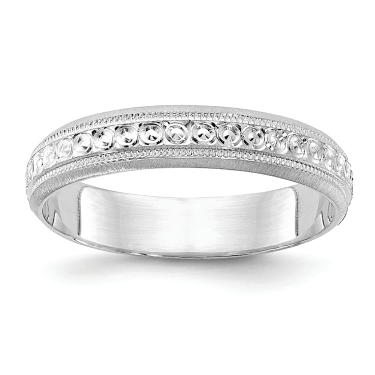 14K White Gold 3mm Design Etched Wedding Band