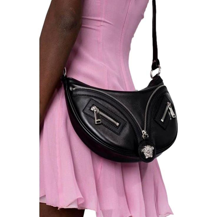 【関税＆送料込み】Versace Hobo Shoulder Bag Repeat Hobo Bag Black | VERSACE US