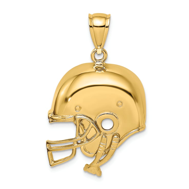 14k Yellow Gold 2D Polished and Textured Football Helmet Charm