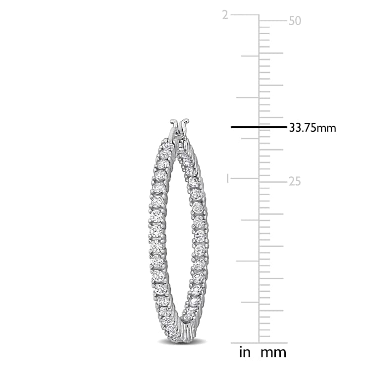 3.0ctw Created White Sapphire Hoop Earrings in Sterling Silver