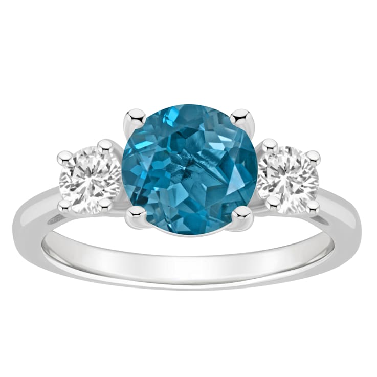 8mm Round London Blue Topaz And White Topaz Rhodium Over Sterling Silver
3-Stone Ring