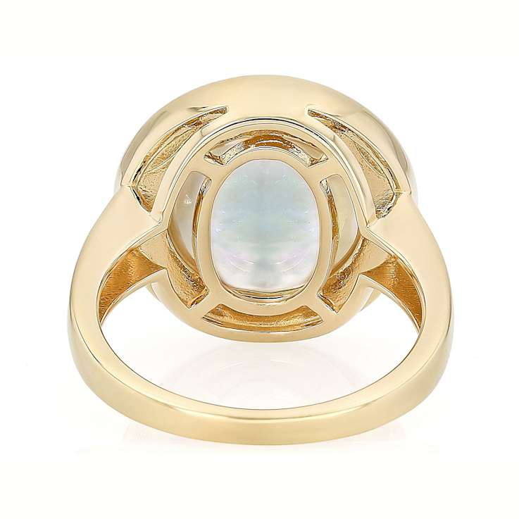 Round Mabe Pearl Solitaire Ring In 18K Gold Over Sterling Silver