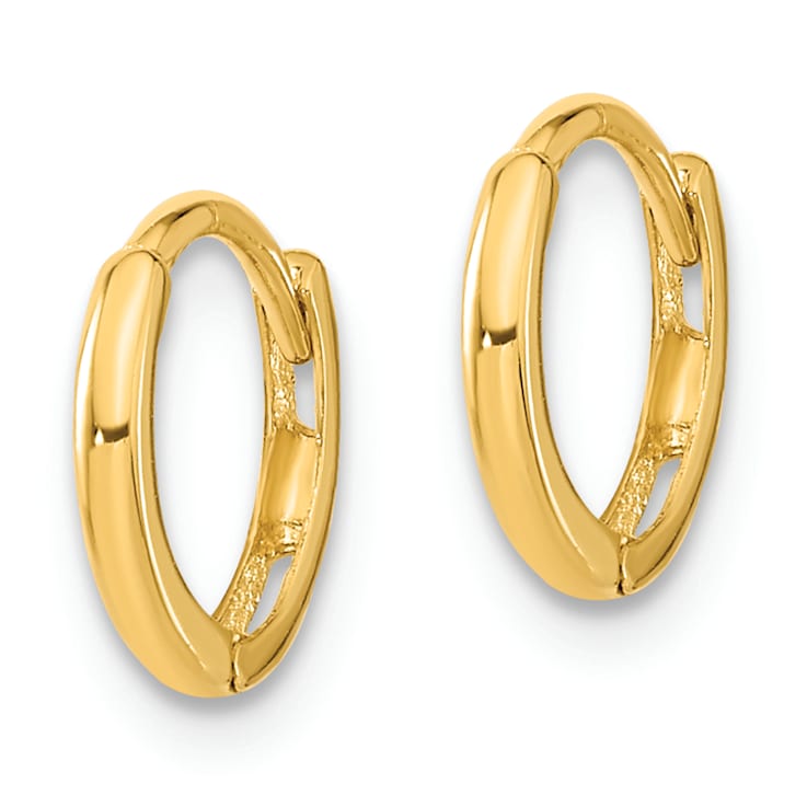 14K Yellow Gold Polished Hinged Hoop Earrings
