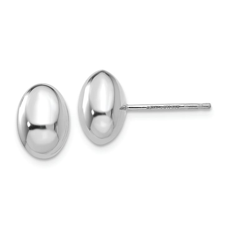Rhodium Over 14k White Gold Polished 10mm Stud Earrings