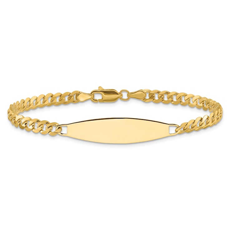 14k Yellow Gold Flat Curb Link ID Bracelet - 176H1A