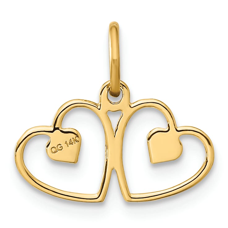 14k Yellow Gold Satin and Diamond-Cut Heart pendant