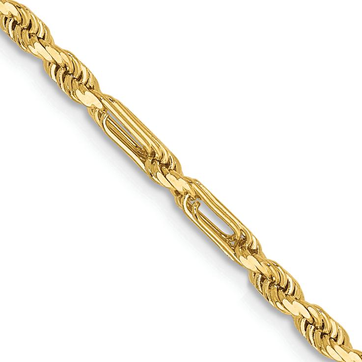 14k Yellow Gold 2.5mm Diamond-Cut Solid Milano Rope 18 Inch Chain