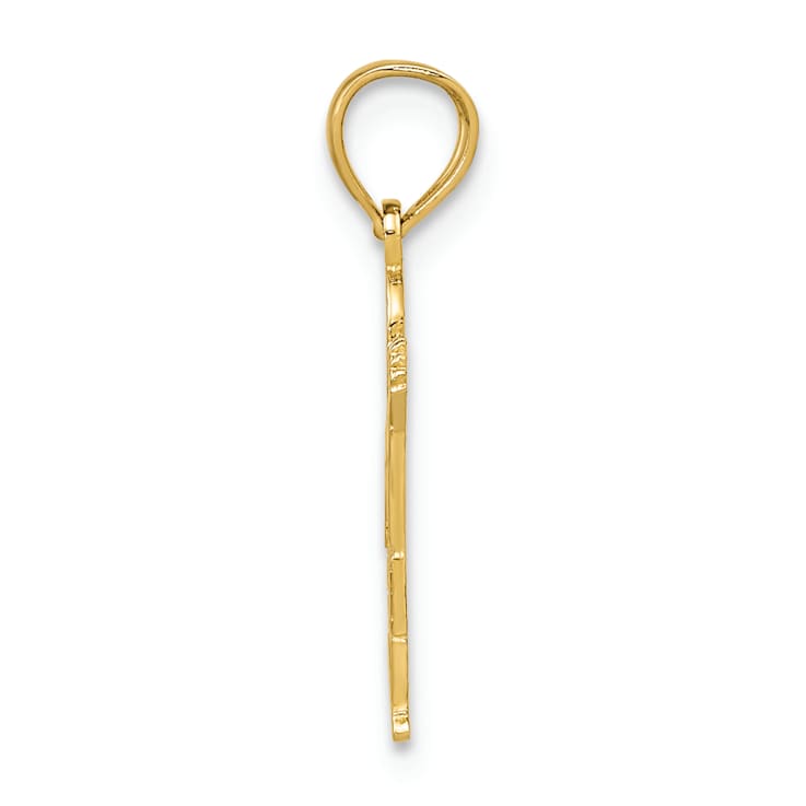 14k Yellow Gold Textured Waving Boy with Heart on Pocket Pendant