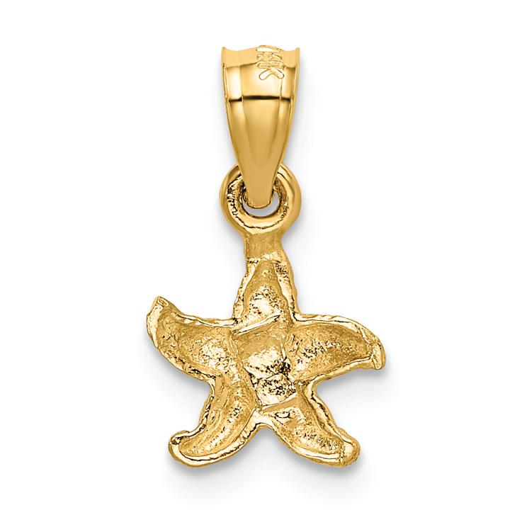 14k Yellow Gold Textured and Diamond-Cut Starfish Pendant