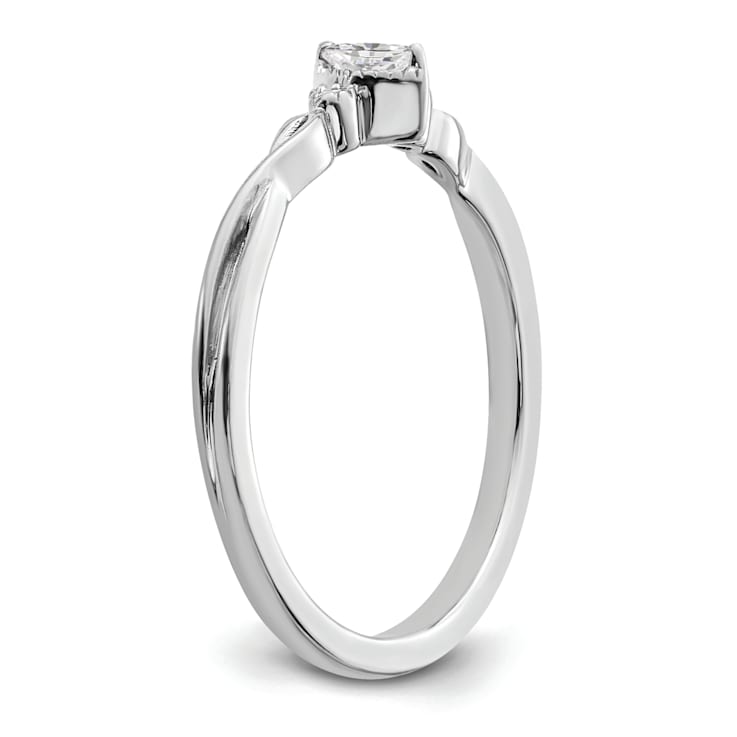 Rhodium Over 14K Gold Petite Beaded Edge Marquise Diamond Ring 0.09ctw