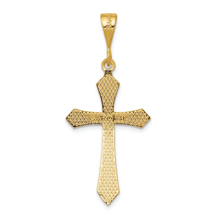 14k Yellow Gold Textured Passion Cross Pendant