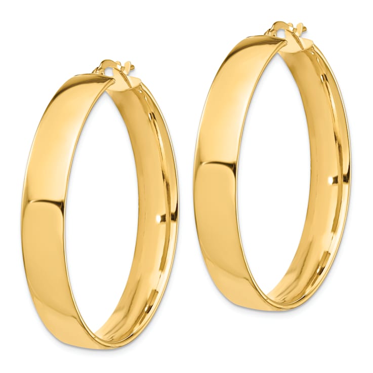14k Yellow Gold 1 11/16" High Polished Hoop Earrings