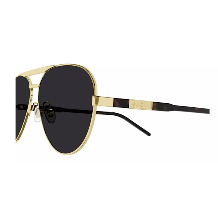 Gucci Gold Tone and Havana Frame / Gray Lens Aviator Sunglasses