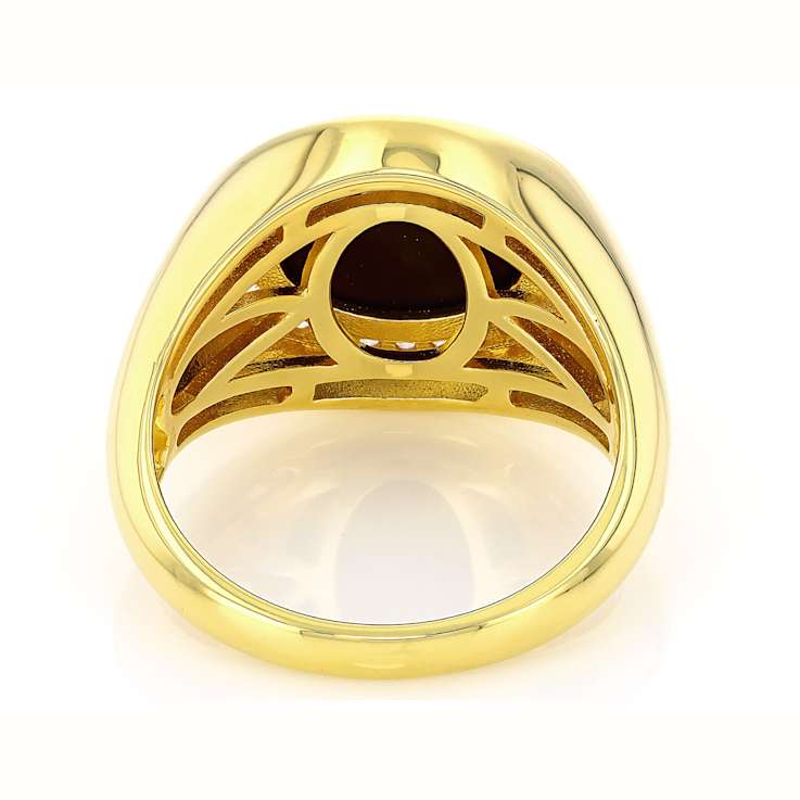 Australian Opal Triplet And White Zircon Ring In 18K Gold Over Sterling
Silver 2.59ctw