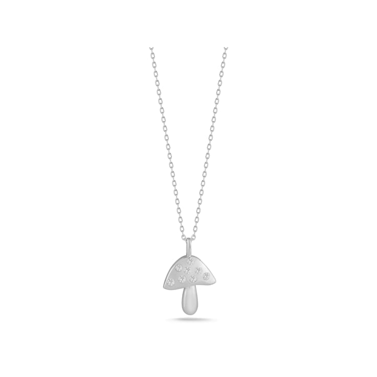 Sterling Statements Rhodium Over Sterling Silver CZ Mushroom Necklace