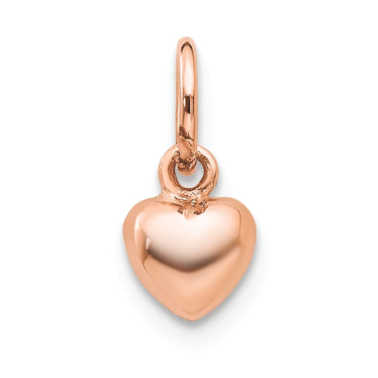 10K Rose Gold 3D Polished Heart Charm