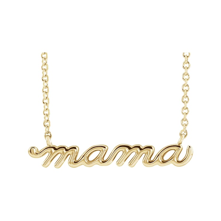 14K Yellow Gold Petite Mama Script 18-inch Necklace