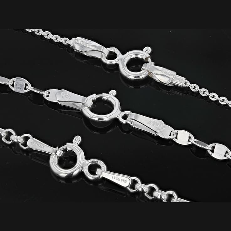 Mixed Chain Necklace Set Of 3 In Sterling Silver