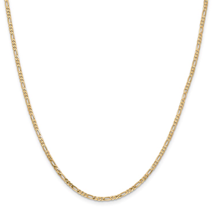 14K Yellow Gold 2.25mm Flat Figaro Chain Necklace