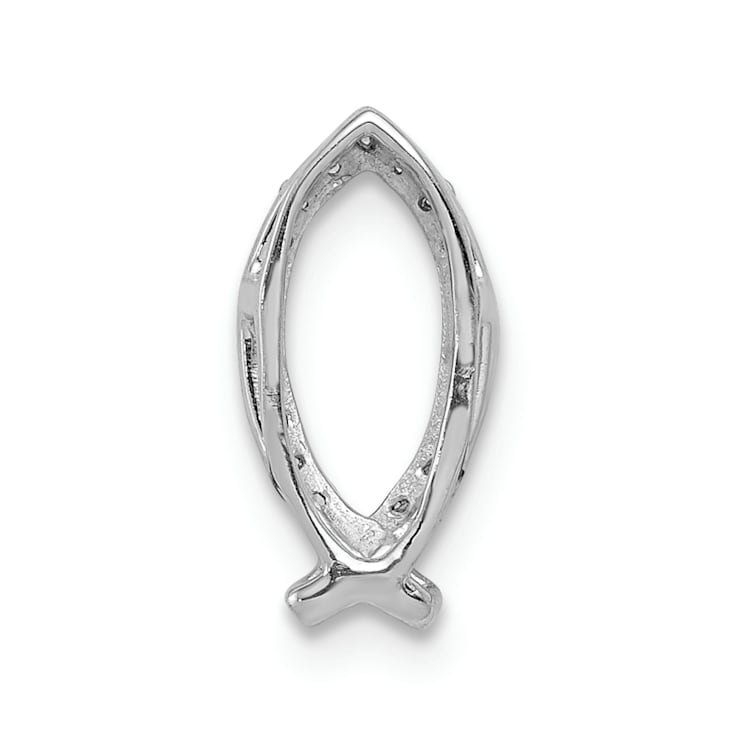 Rhodium Over 14k White Gold Diamond Ichthus Chain Slide Pendant