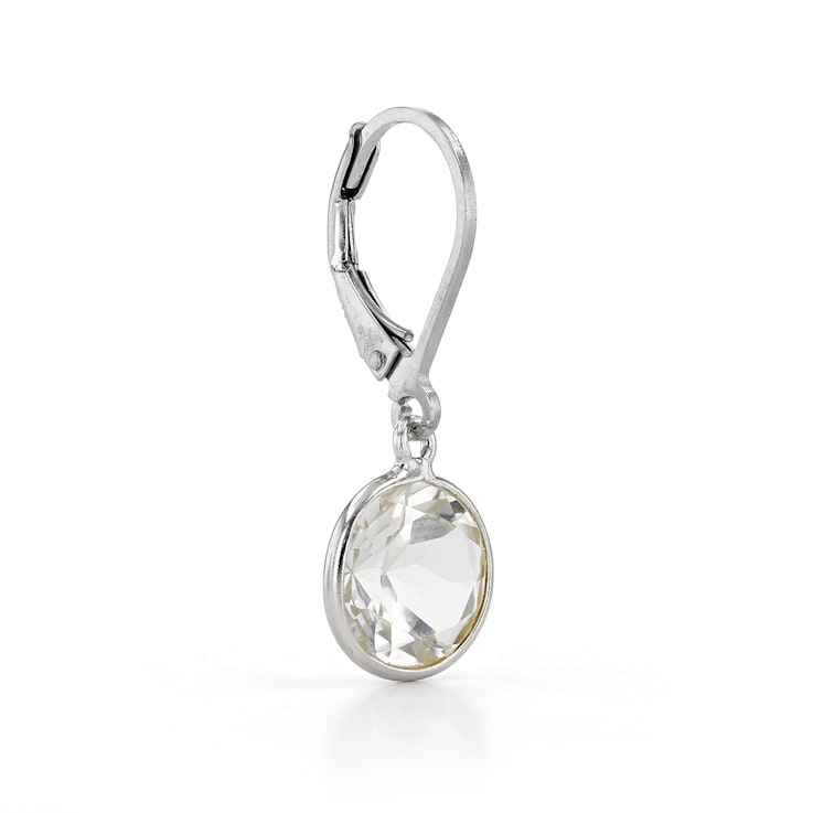 Round White Quartz Rhodium Over Sterling Silver Earrings 5.00ctw