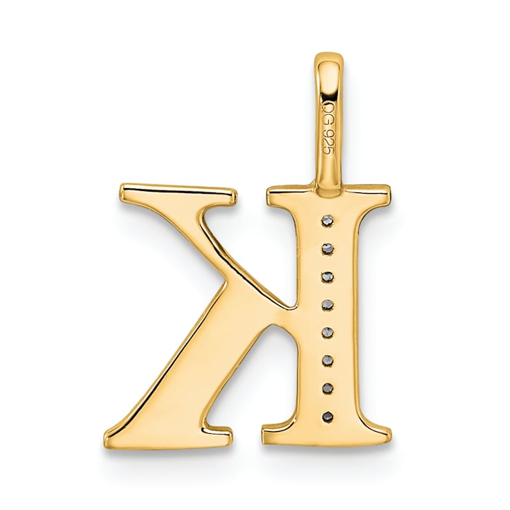 14K Yellow Gold Diamond Letter K Initial Pendant