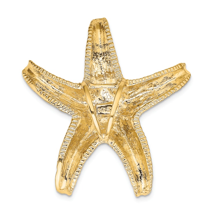 14k Yellow Gold Textured Starfish Slide Pendant