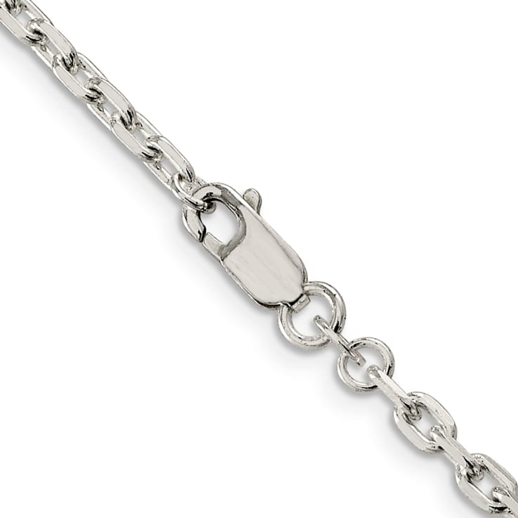 Sterling Silver 3.25mm Beveled Oval Cable Chain Bracelet