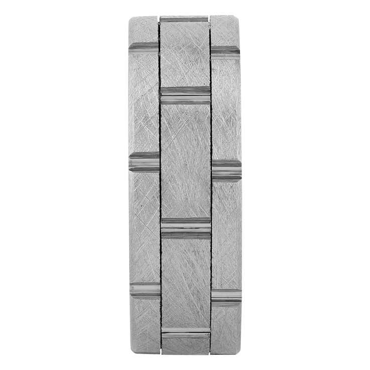 Robert Alton Men's Brick Pattern 8mm Band Ring In Tungsten