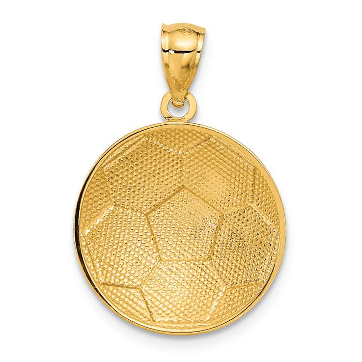 14k Yellow Gold Textured Soccer Ball Pendant