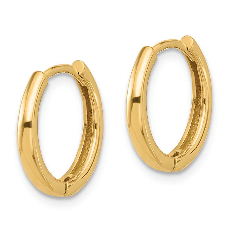 14k Yellow Gold 9/16" Polished Hinged Hoop Earrings