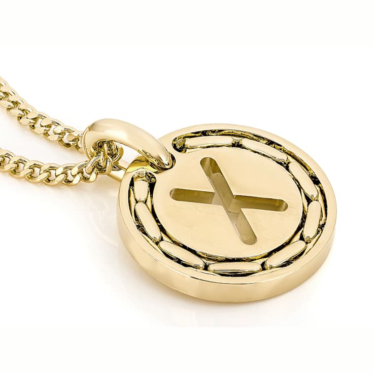 Cardano Initial X Pendant Necklace In 18K Gold Over Bronze