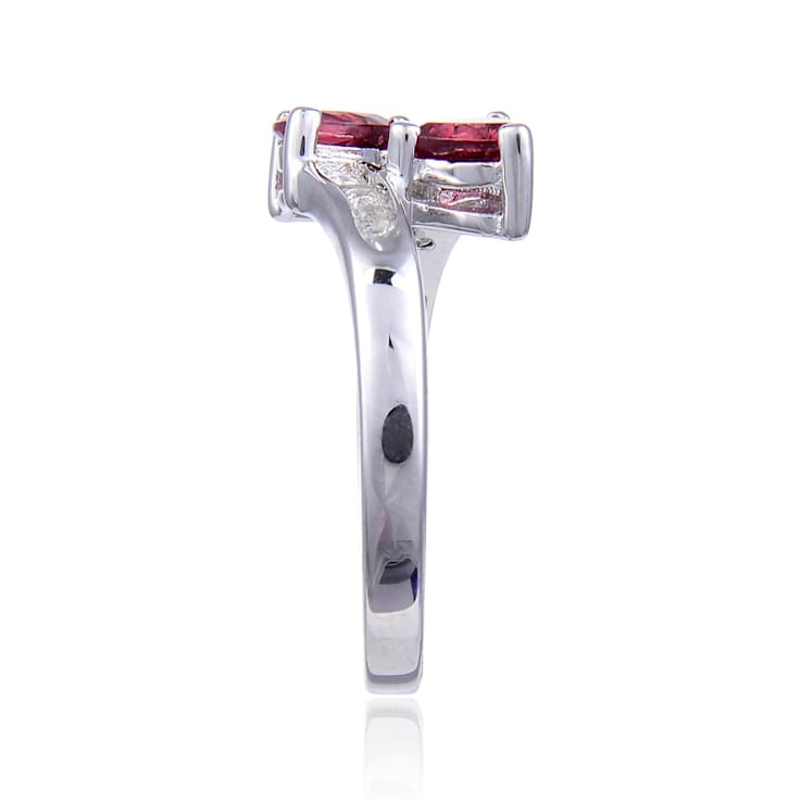 Trillion Garnet with White Topaz Accents Sterling Silver Ring, 1.22ctw