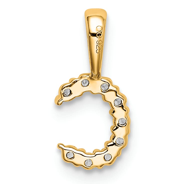 14K Yellow Gold Lab Grown Diamond Letter C Initial Pendant