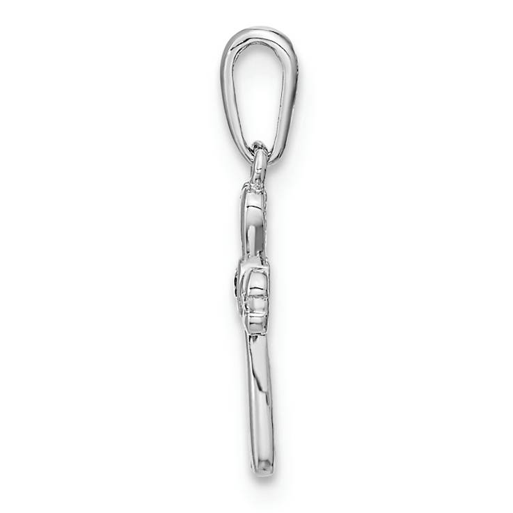Rhodium Over 14k White Gold Cubic Zirconia Cross Pendant
