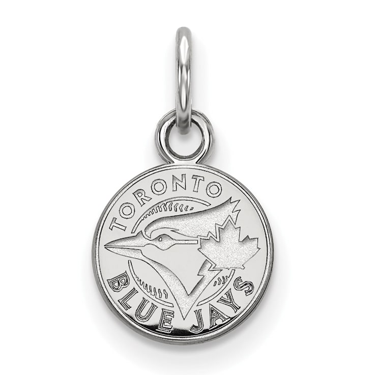 Rhodium Over Sterling Silver MLB Toronto Blue Jays LogoArt Circle Pendant