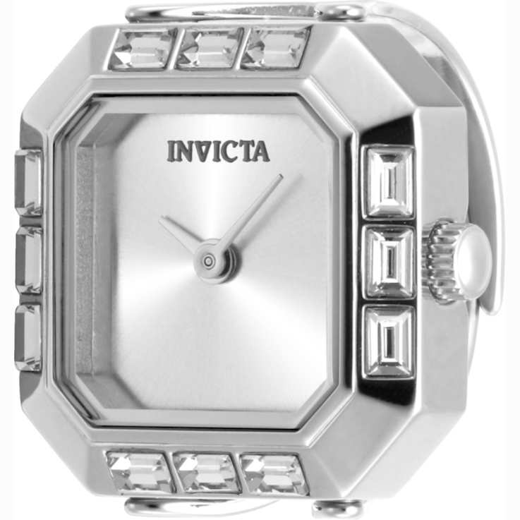 Invicta Mini 21.5mm White Dial Stainless Steel Band Quartz Ring Watch