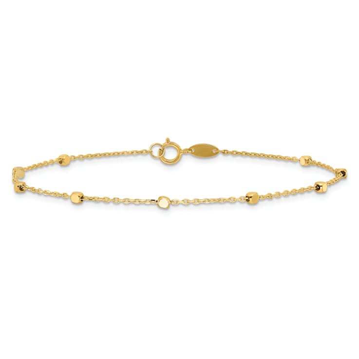 14K Yellow Gold Polished Cube Stations Bracelet