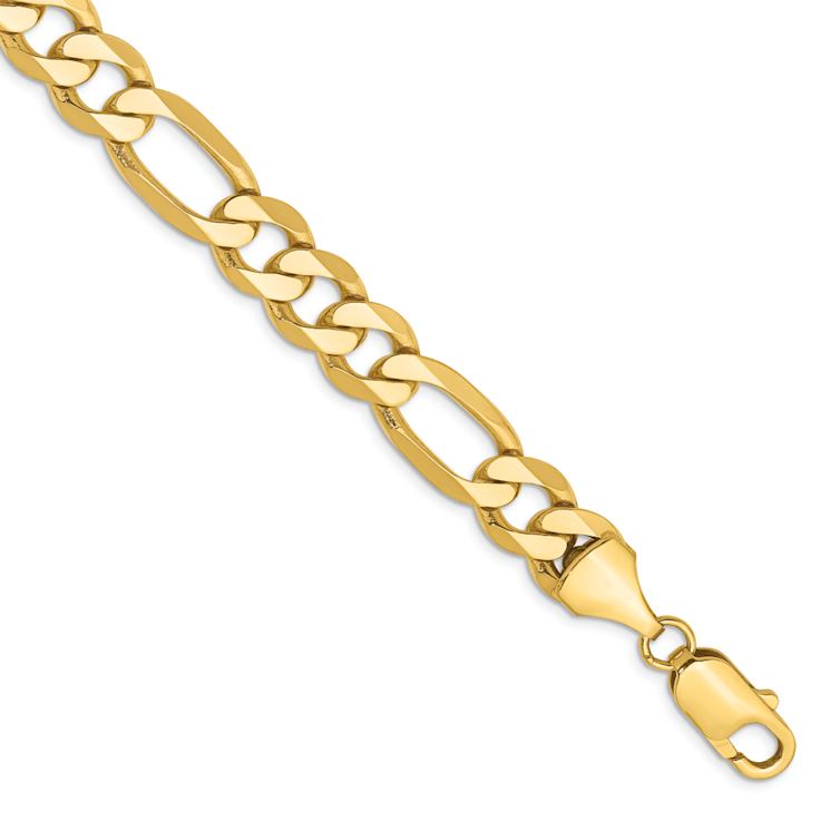 10k Yellow Gold 8.75mm Flat Figaro Link Bracelet
