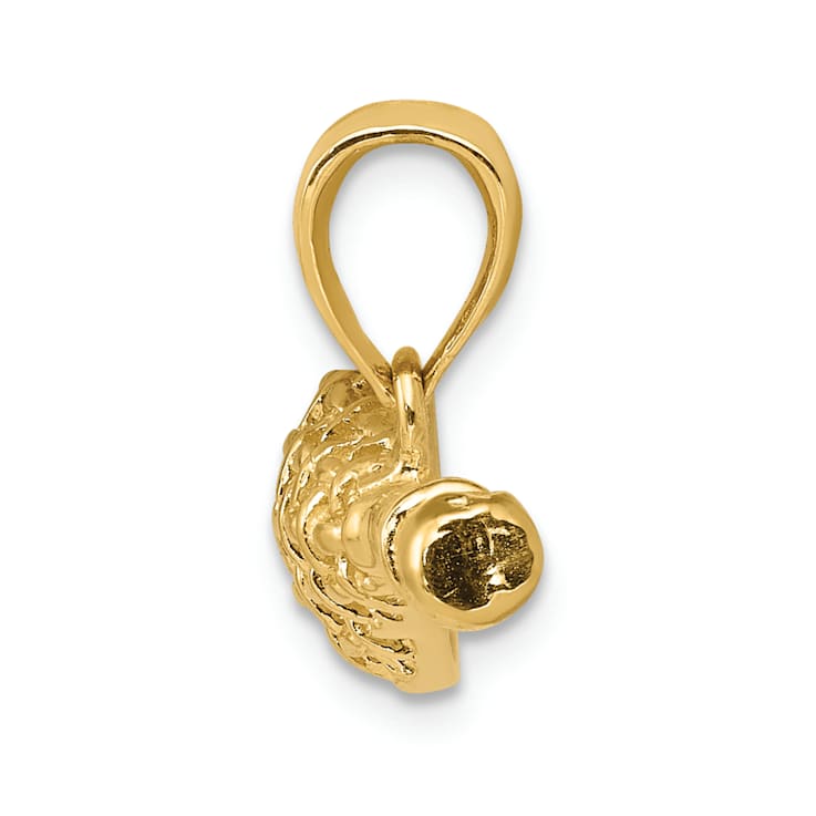 14k Yellow Gold Solid 3D Polished and Textured Lacrosse Stick Pendant