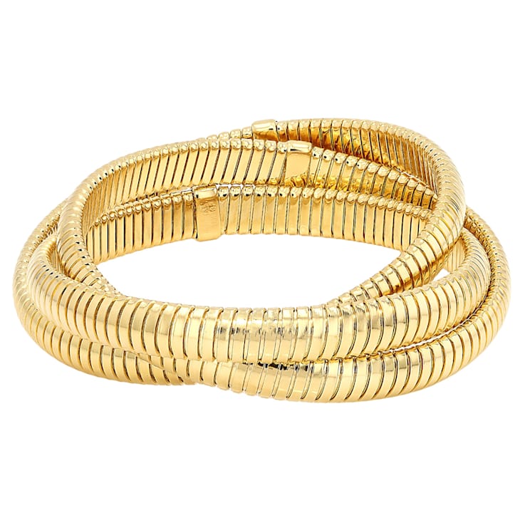 Omega Twist Multi-Row Bracelet In 18K Gold Over Bronze